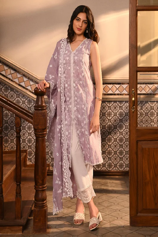 Ensi Kurta with Scallop Border Pants Clearance Stretch,