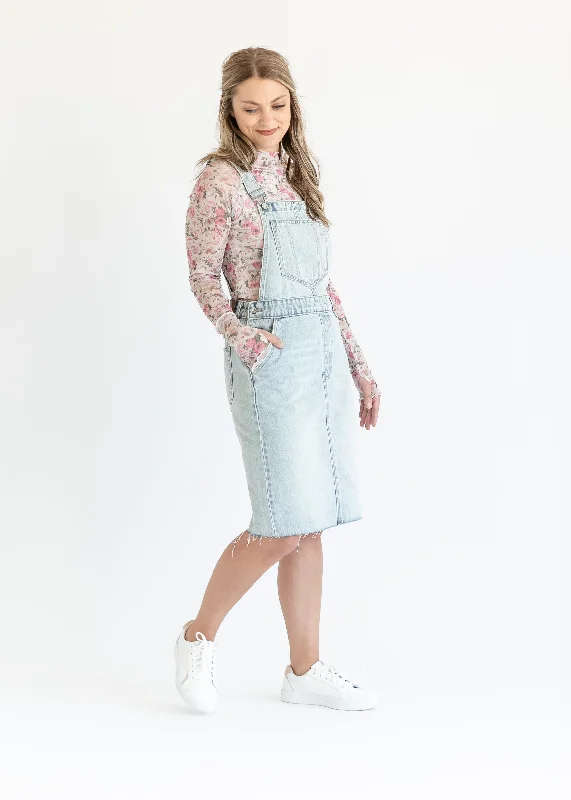Denim Overall Jumper Raw Hem Midi Dress - FINAL SALE Beaded Sweater Sequined Faux Fur