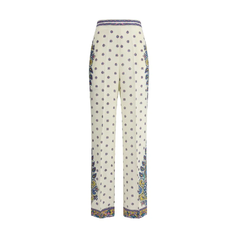 Etro Paisley Print Pants Wide-Leg Free Shipping,