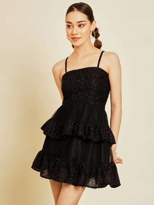 TANDUL Women A-line Black Dress