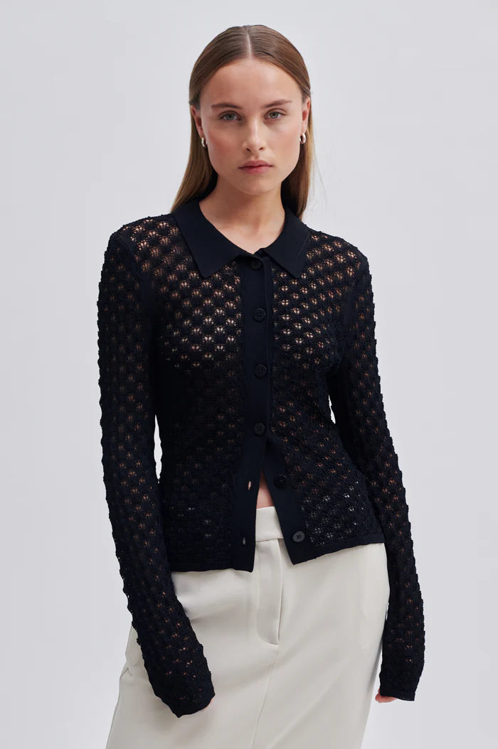 WILDA  CARDIGAN BLACK Spandex Blend Rayon Blend Denim Blend