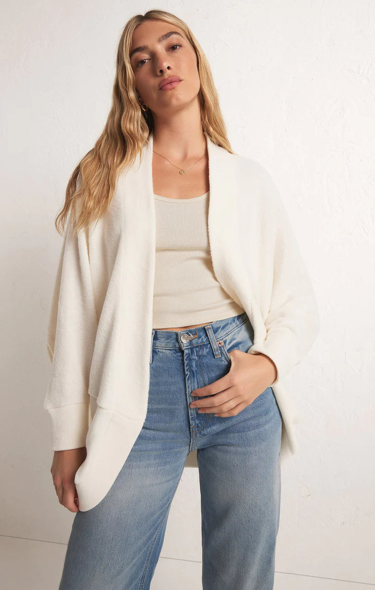 Z Supply Sandstone Fleece Cardigan Terry Blend Velvet Blend Canvas Blend