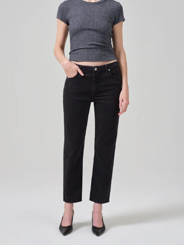 Zurie Straight Leg Corduroy Pant - Cracked Pepper Pants High-Waisted,