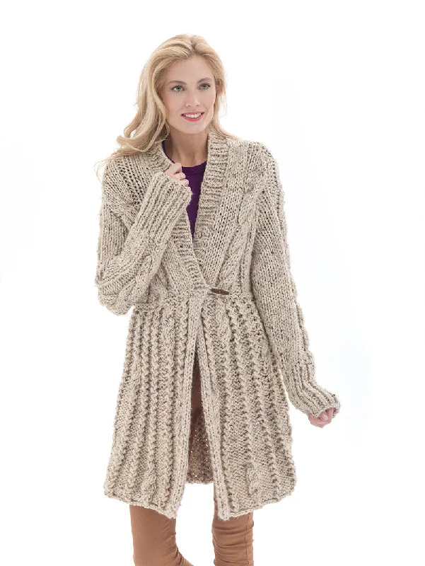 Galway Elongated Cardigan Pattern (Knit) Wool Fabric Cashmere Fabric Tweed Fabric