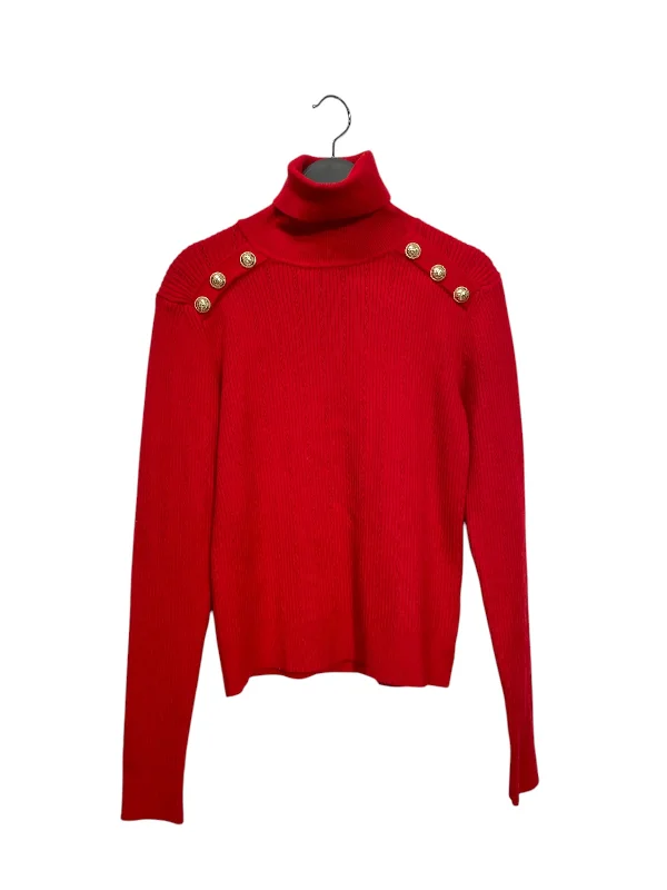 BALMAIN/Sweater/M/Cotton/RED/Turtle Neck/ Casual Formal Business