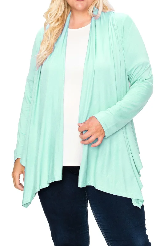 Women's Plus Size Casual Long Sleeve Drape Open Front Cardigan Oversized Loose Flowy