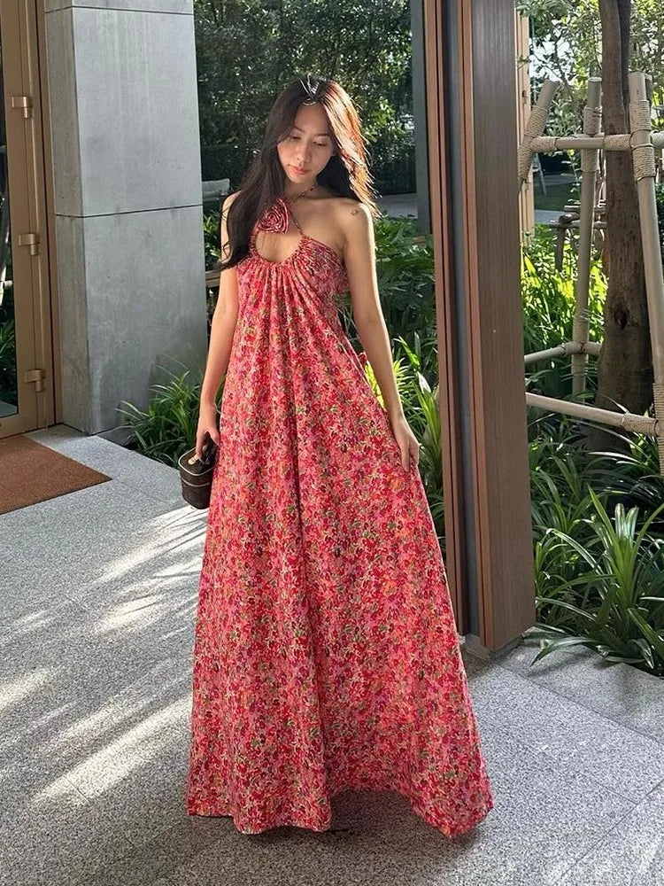Advbridge French Suspender Floral Dress For Women In Summer With A Hollow Neck Design, Exuding A Slimming And Slimming Temperament Advbridge French Suspender Floral Dress For Women In Summer With A Hollow Neck Design, Exuding A Slimming And Slimming Temperament