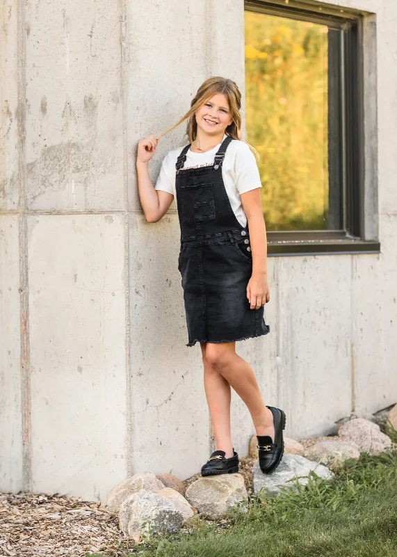 Girl's Aria Denim Overall Jumper Dress - FINAL SALE Neon Metallic Matte
