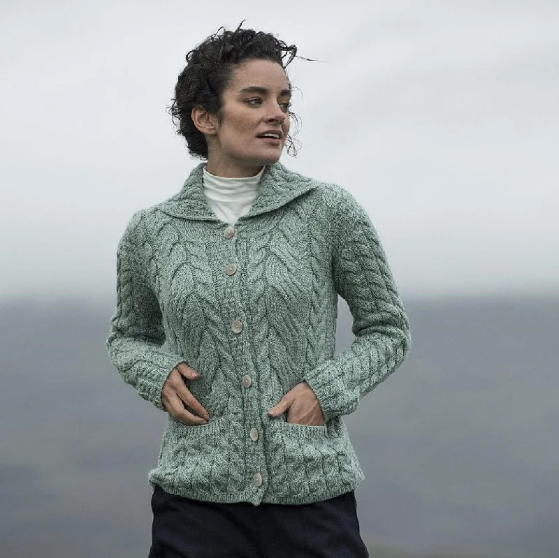 Ireland Boyfriend Wool Cardigan Ribbed Striped Patterned