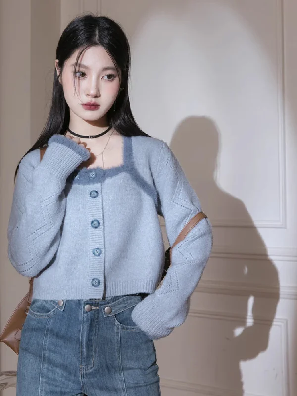 Wool soft fake two-piece sweater【s0000005784】 Hooded Sweater Collared Sweater Shawl Collar