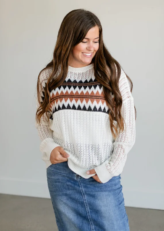 Open Net Knit Sweater - FINAL SALE Mesh Blend Leather Blend Suede Blend