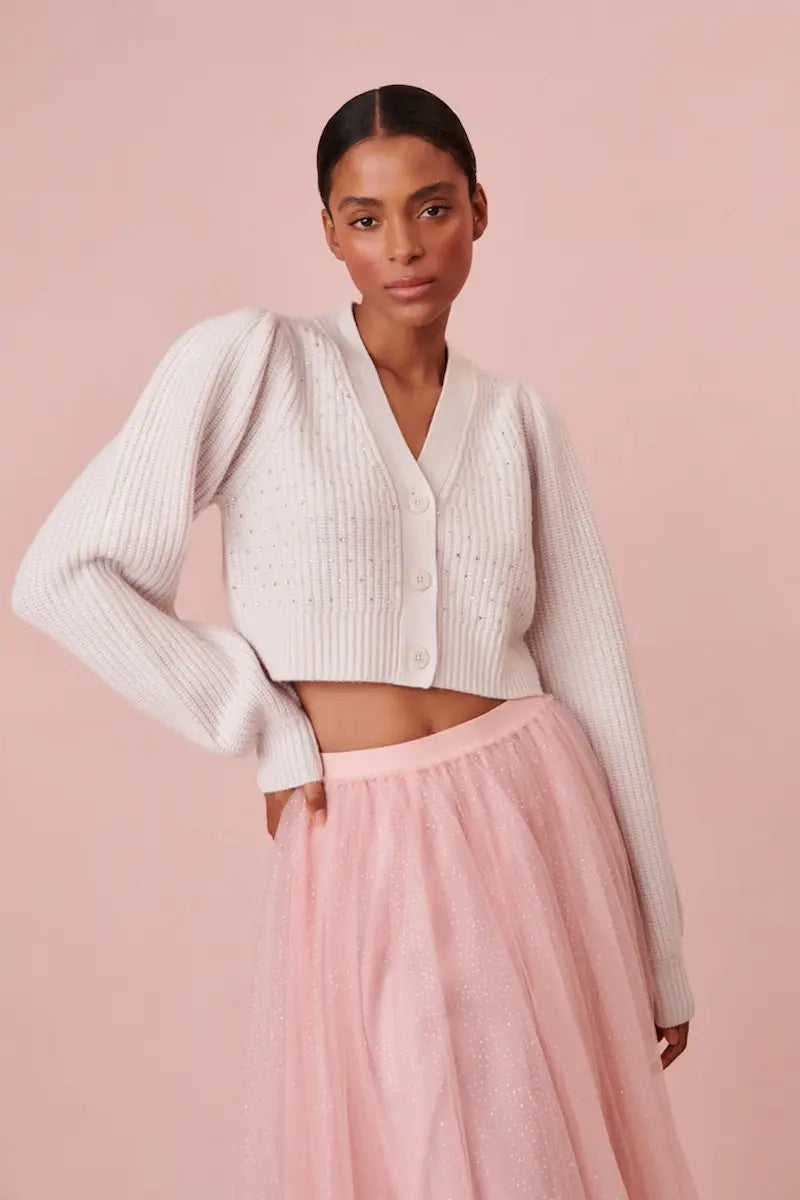 LoveShackFancy Auden Cardigan Mesh Fabric Canvas Fabric Denim Fabric