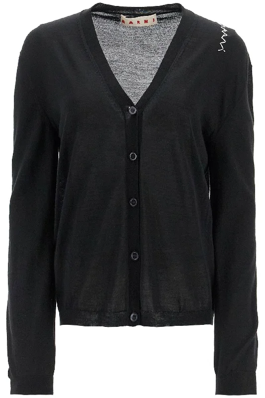 Wool And Silk Blend Cardigan  - Black Silk Blend Satin Velvet