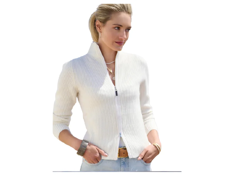 Brunello Cucinelli Mikaela White Cashmere Cardigan Denim Fabric Leather Fabric Suede Fabric