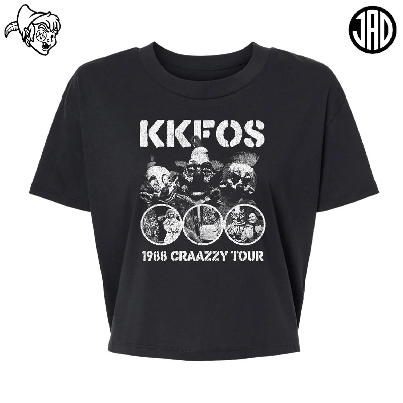 1988 Craazzy Tour - Alternative Women's Crop Tee Ribbed Striped Patterned