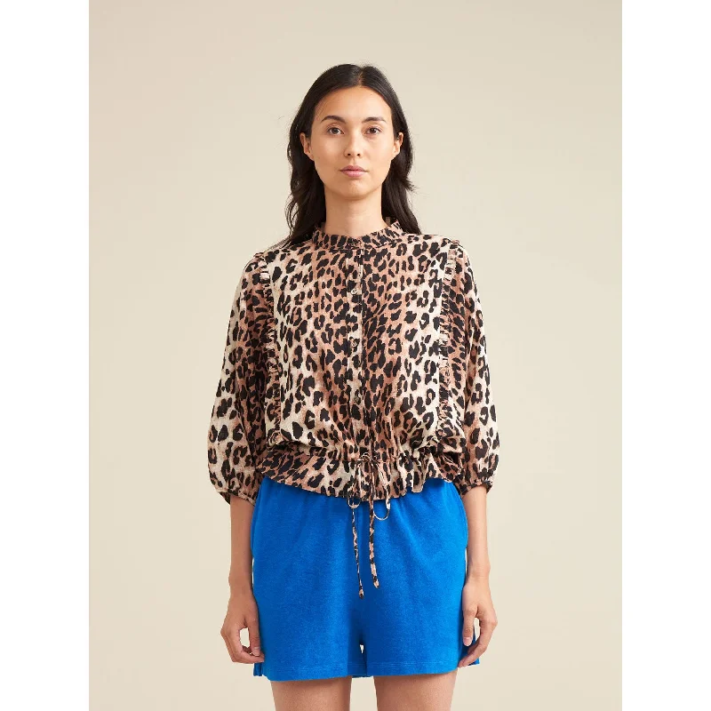 Bellerose Leopard Houston Womens Shirt Knit Fabric Woven Fabric Fleece Fabric