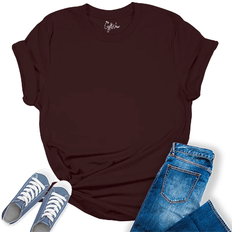 Womens Oxblood Black T Shirts Premium Casual Short Sleeve Shirts Oversized Tops Mesh Blend Leather Blend Suede Blend