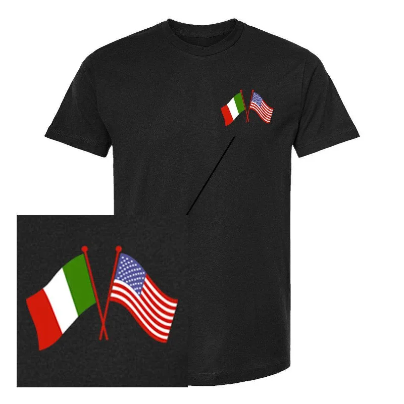 Italian American Cross Flag Tee Zippered Buttoned Snapped