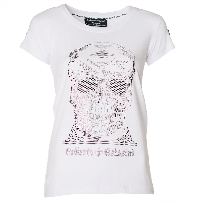 Diamond Skull T-Shirt Weiß Handmade Hand-knitted Hand-woven