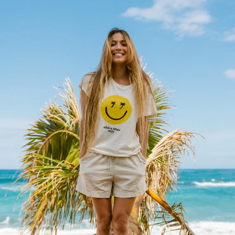 HAPPY FACE TEE Layered Multi-layer Single Layer