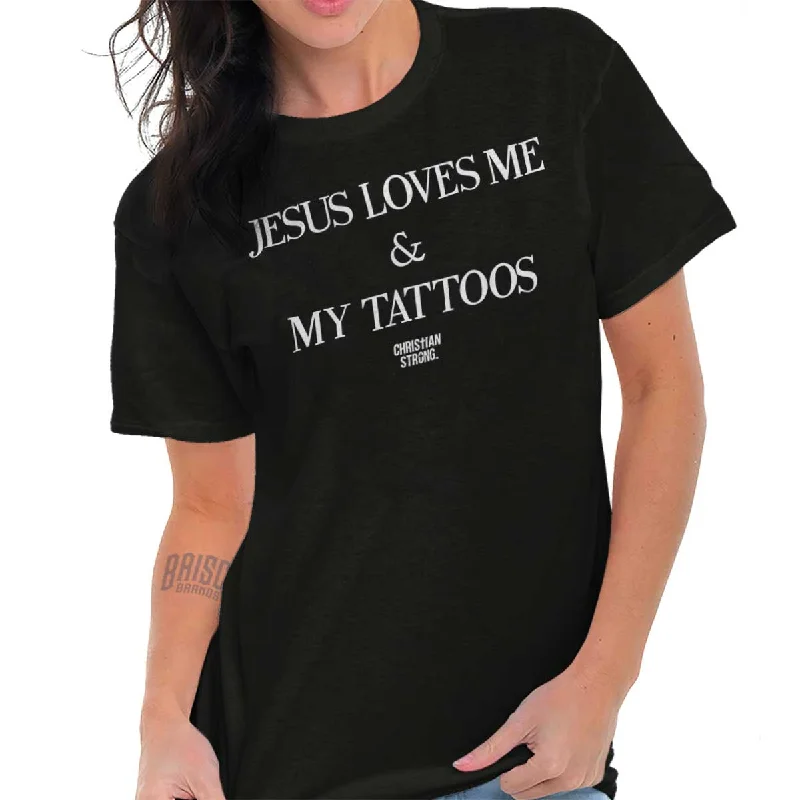 Jesus Loves My Tattoo T Shirt Handmade Hand-knitted Hand-woven