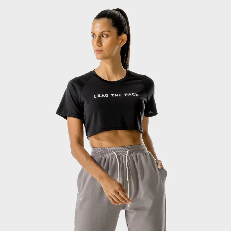 LAB360° Crop Tee - Black Zippered Buttoned Snapped