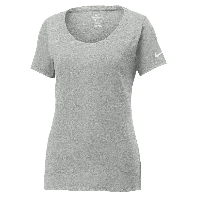 Nike Women's Dark Grey Heather Core Cotton Scoop Neck Tee Rayon Fabric Velvet Fabric Corduroy Fabric