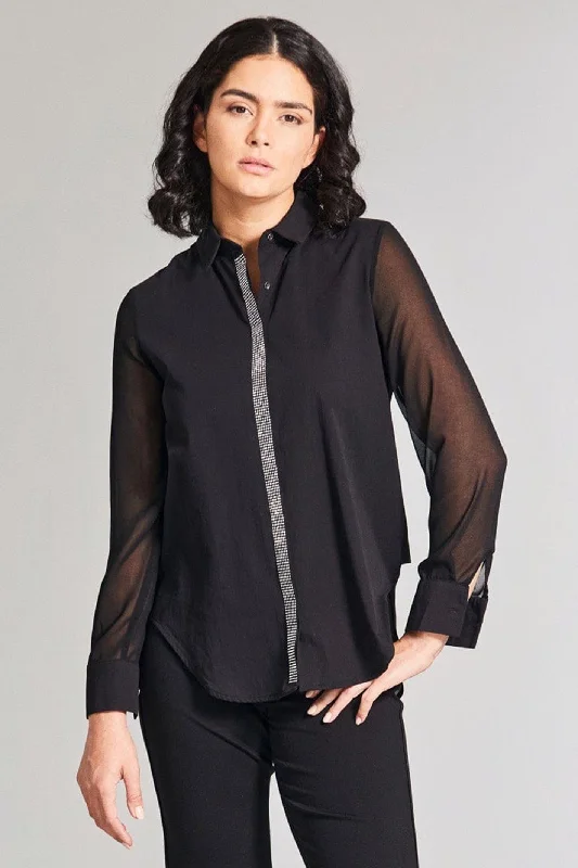 Peruzzi 602 Black Diamante Shirt Modern Contemporary Chic