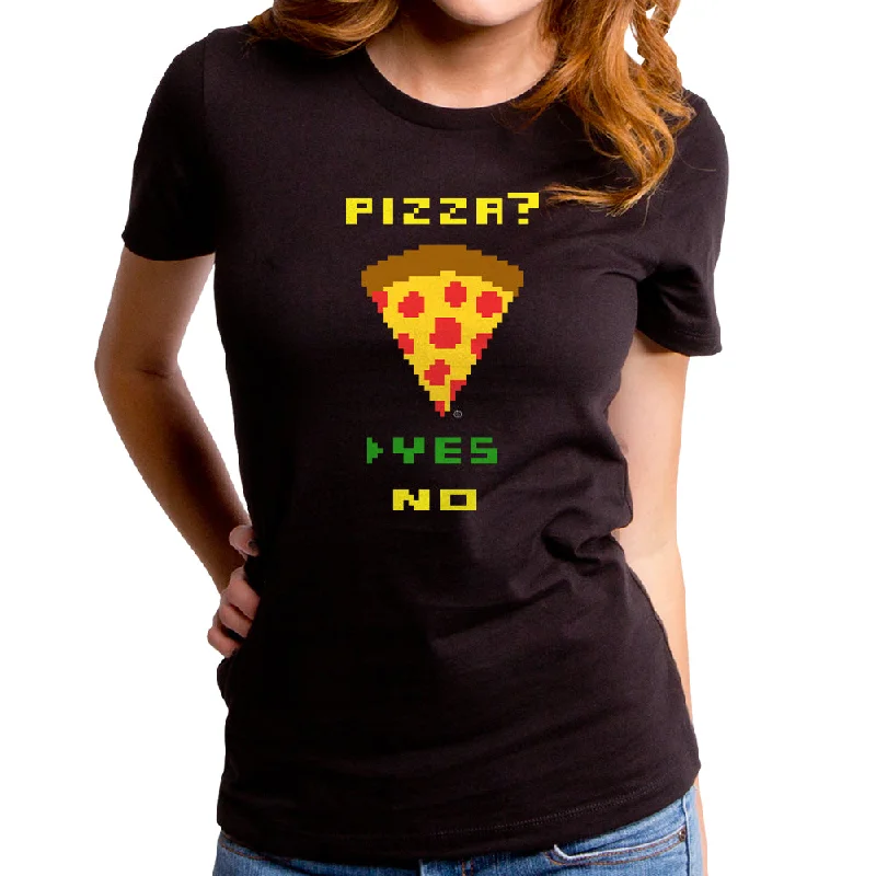 Pizza Yes Women's T-Shirt Collared T-Shirt Boat Neck A-Line