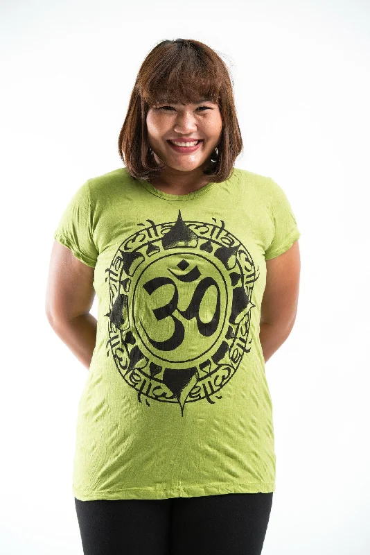 Plus Size Sure Design Women's Infinitee Ohm T-Shirt Lime Spandex Blend Rayon Blend Denim Blend