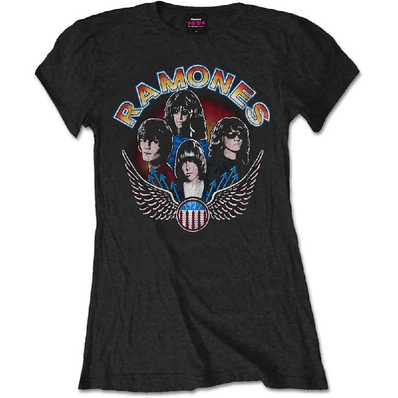 Ramones Vintage Wings Photo Ladies T-Shirt Plaid T-Shirt Polka Dot Checkered