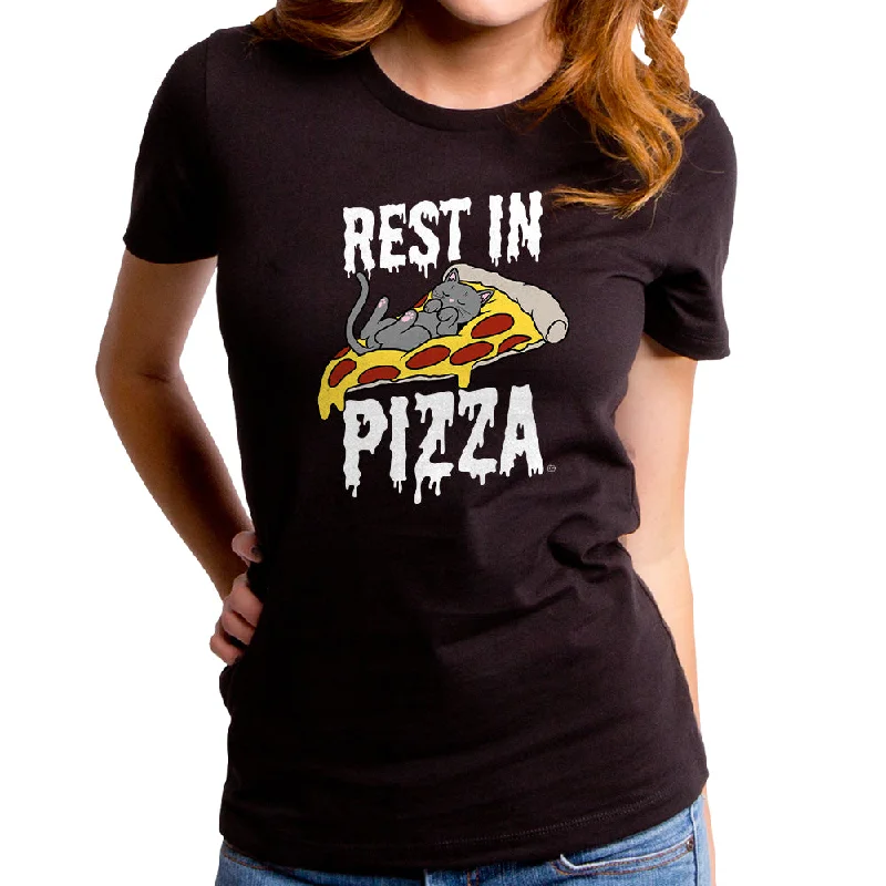 Rest in Pizza Women's T-Shirt Chenille Fabric Brocade Fabric Lace Fabric