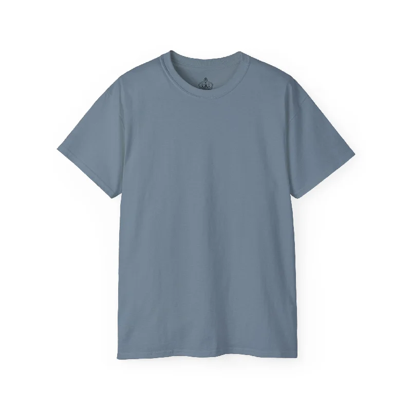 Stone Blue Unisex Ultra Cotton Tee Ribbed T-Shirt High Neck Heavyweight