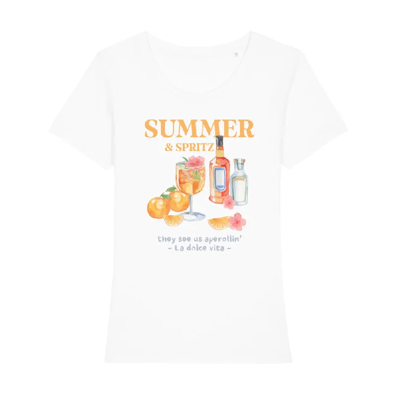 SUMMER & SPRITZ - Premium Shirt Damen Mesh Fabric Canvas Fabric Denim Fabric