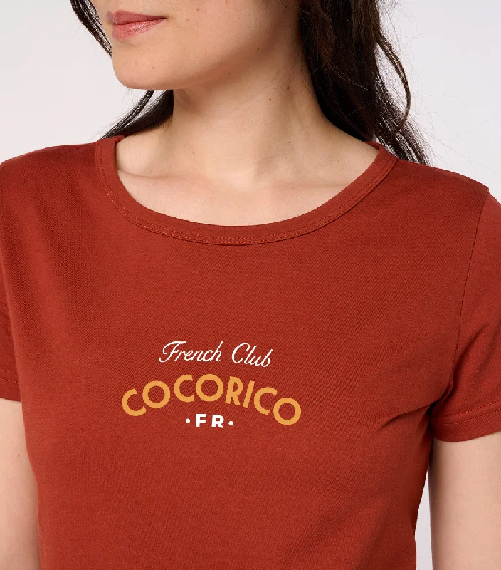 T-shirt Femme Terracotta - French Club Graphic T-Shirt Round Neck Polyester