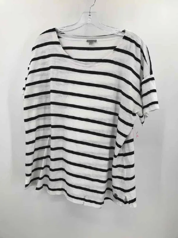 Pre-Owned Talbots White Size XL Stripe T-shirt Terry Blend Velvet Blend Canvas Blend