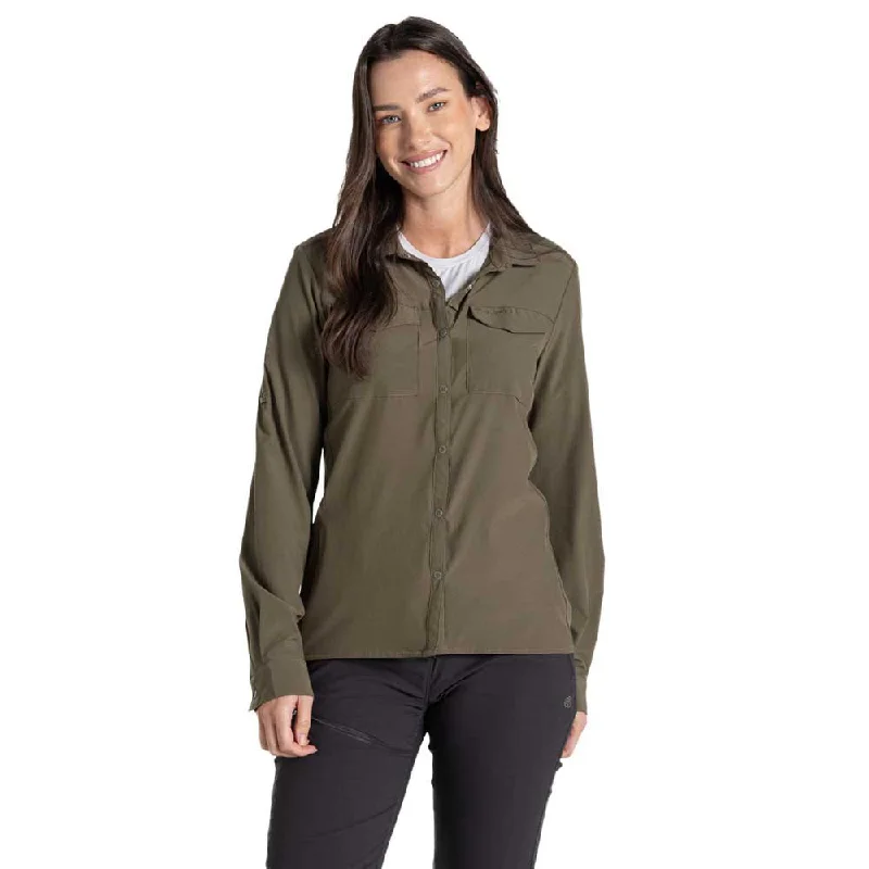 NosiLife Pro Long Sleeved Shirt V - Olive Graphic T-Shirt Round Neck Polyester