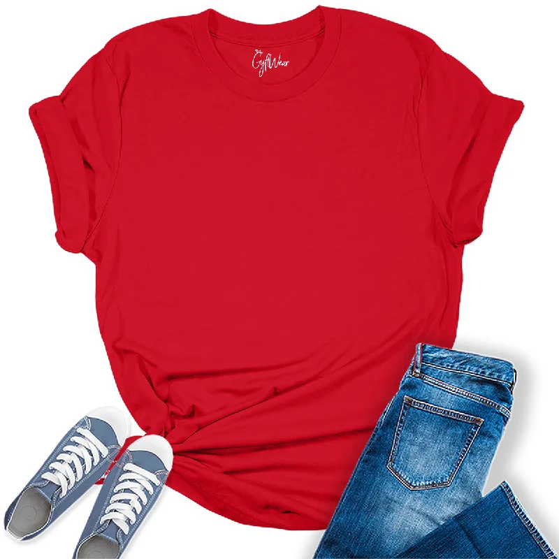 Womens Red T Shirts Premium Casual Short Sleeve Shirts Oversized Tops Anti-Shrink Durable Soft