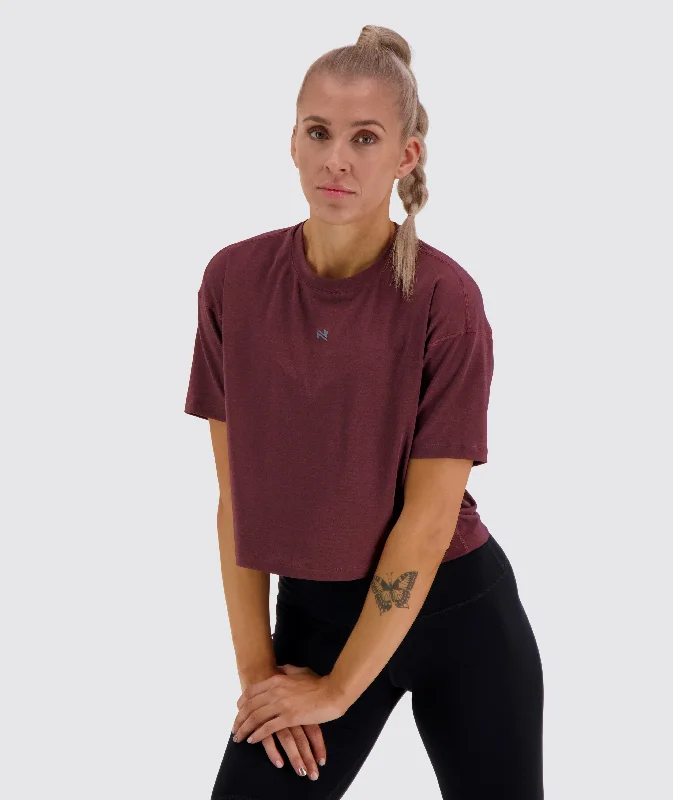 W's Oversized Cropped Tee - Oeko-Tex®-certified material, Tencel & PES Welt Pockets Slit Pockets