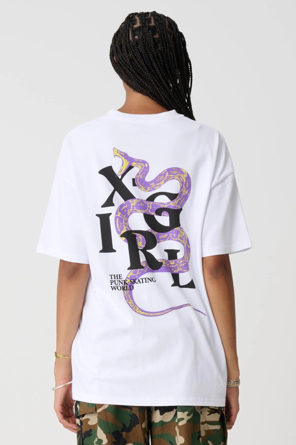 XGIRL Snake Relaxed Womens Tee - White Fashionable Trendy Casual