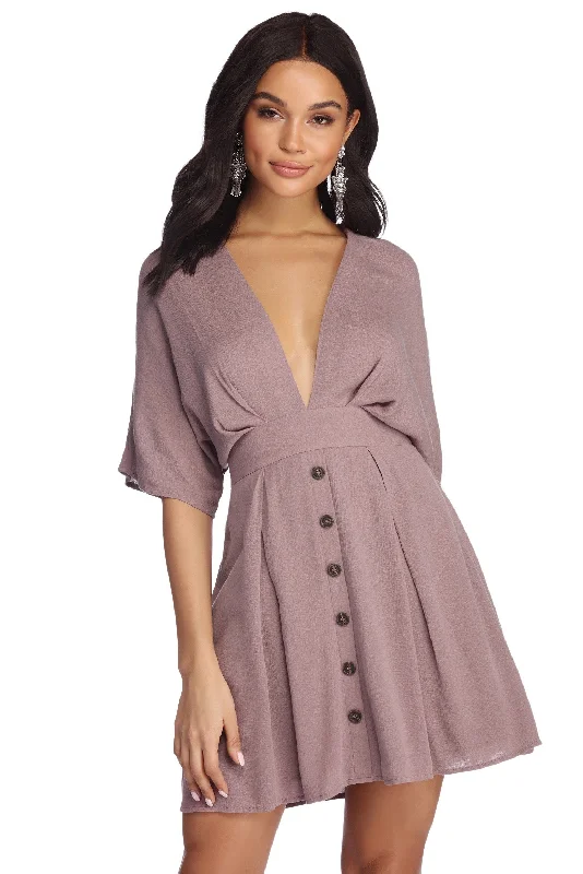 Beautifully Buttoned Skater Dress Tunics Sophisticated sleek