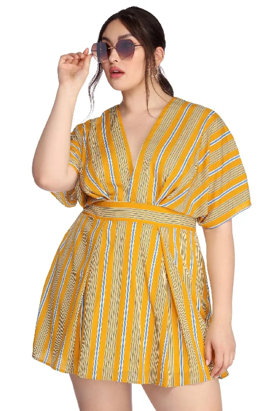 Plus Stripe Stunner Mini Dress Tunics Spring floral