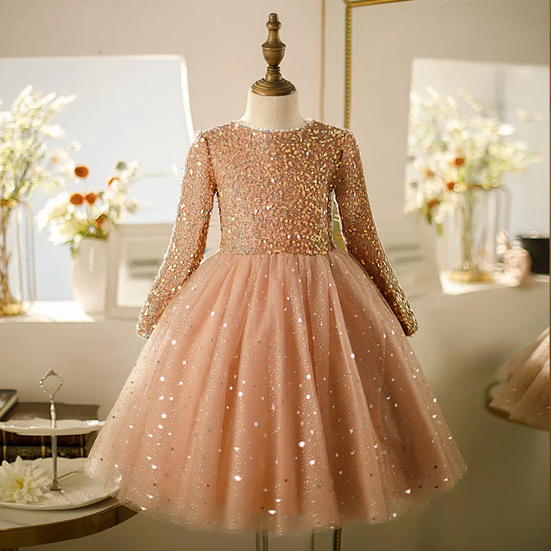 Girl Formal Princess Dress Baby Girl Long Sleeve Cute Bow Knot Sequin Dress Toddler Birthday Party Dress Tunics Stylish modern Girl Formal Princess Dress Baby Girl Long Sleeve Cute Bow Knot Sequin Dress Toddler Birthday Party Dress Tunics Stylish modern