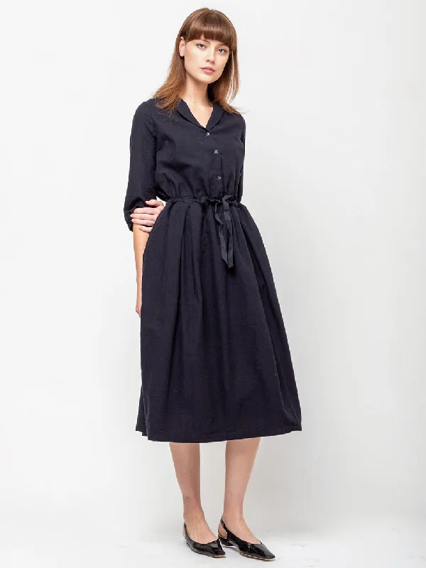 Damiana Shawl Collar Dress - Notte Square Neckline Feminine