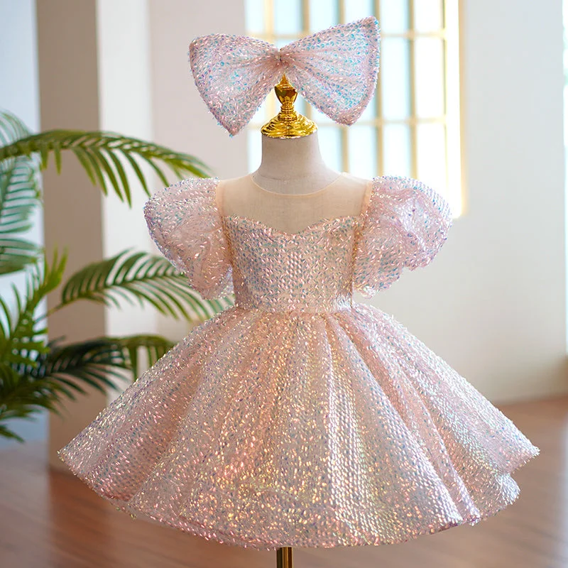 Baby Girl Pageant Princess Dresses Toddler Summer Elegant Pink Sequin Bow Birthday Party Dress Tunics Business professional Baby Girl Pageant Princess Dresses Toddler Summer Elegant Pink Sequin Bow Birthday Party Dress Tunics Business professional